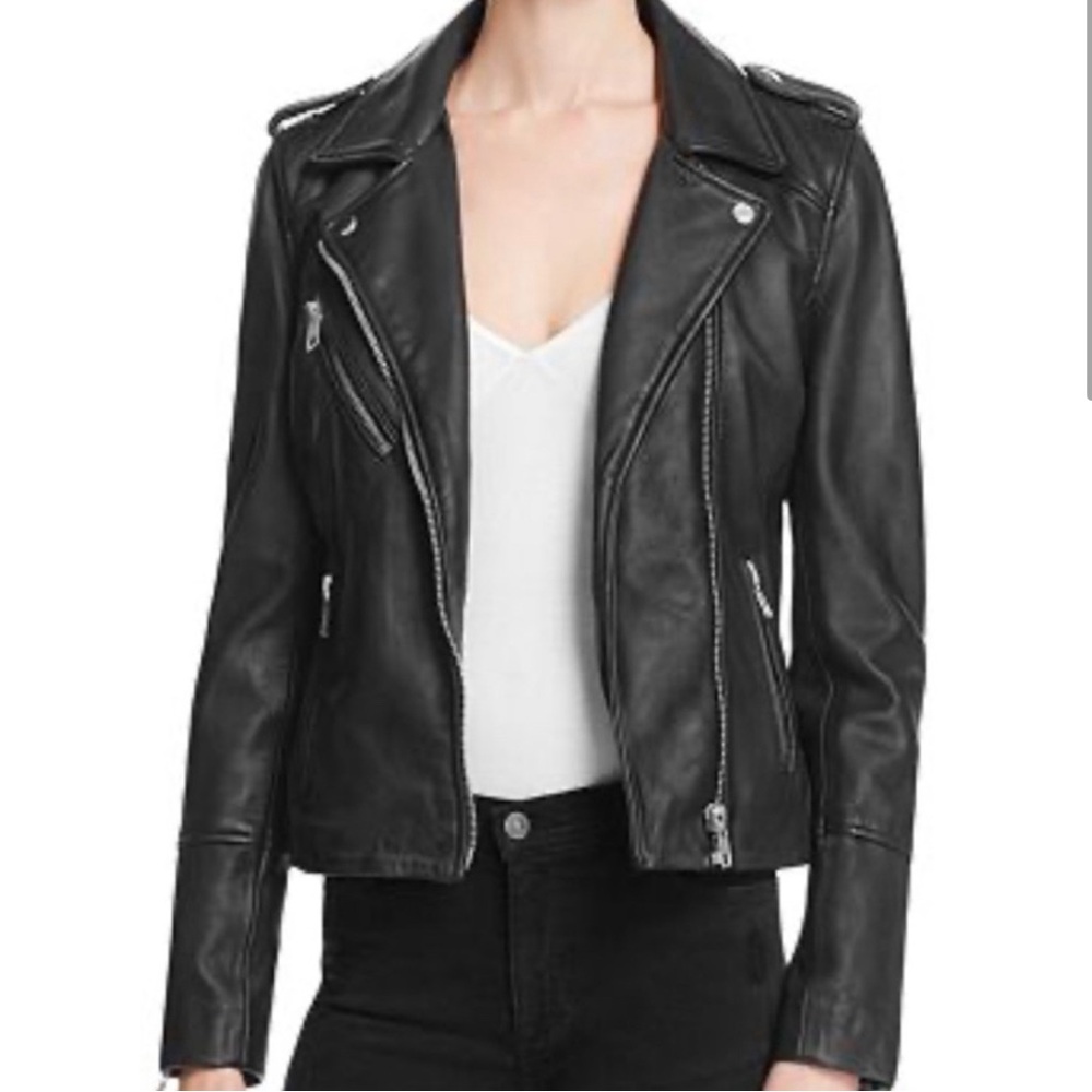 Doma lamb Leather biker Motorcycle Jacket Black Size S